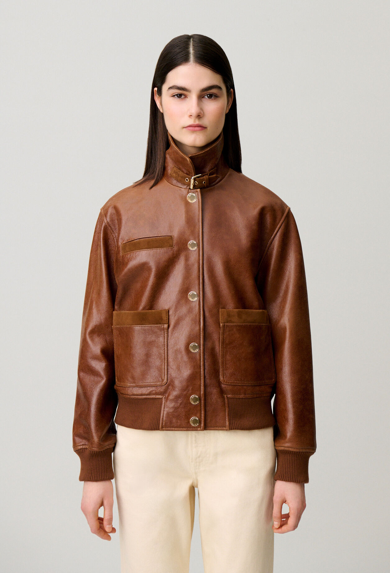 Weiter Lederblouson