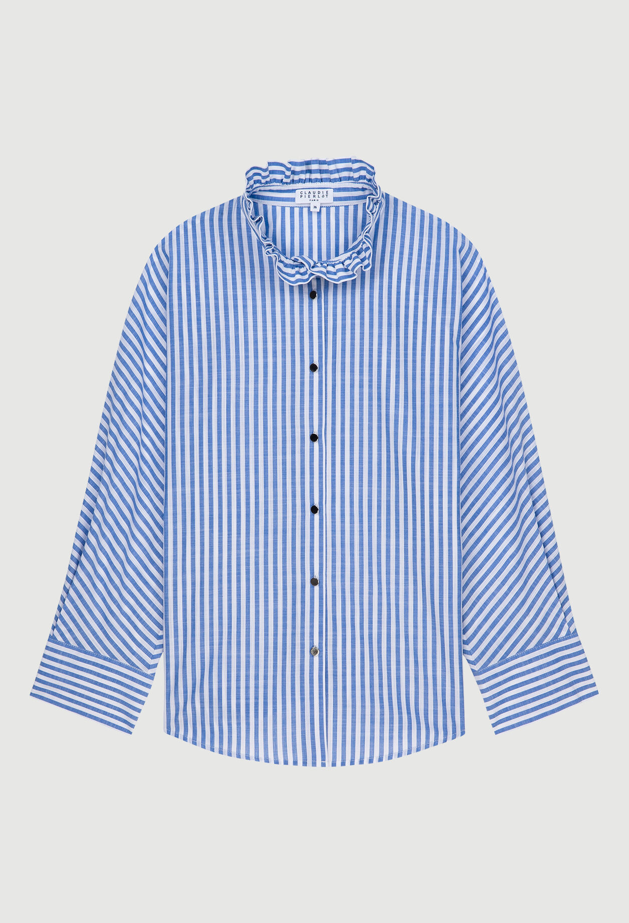 Gestreifte Bluse mit gerafftem Kragen