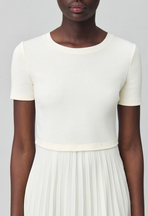 Twist Zweifarbige Midikleid  elfenbein