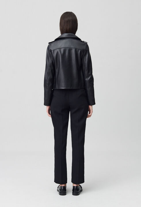 Veste cuir lisse cintrée