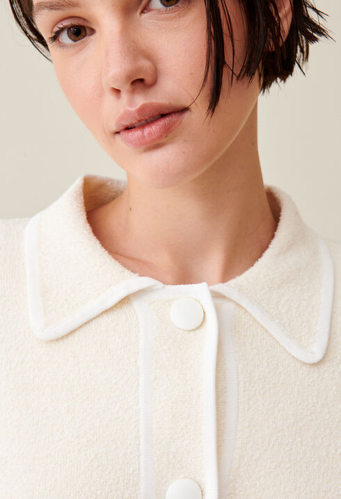 Mottled cardigan with piping