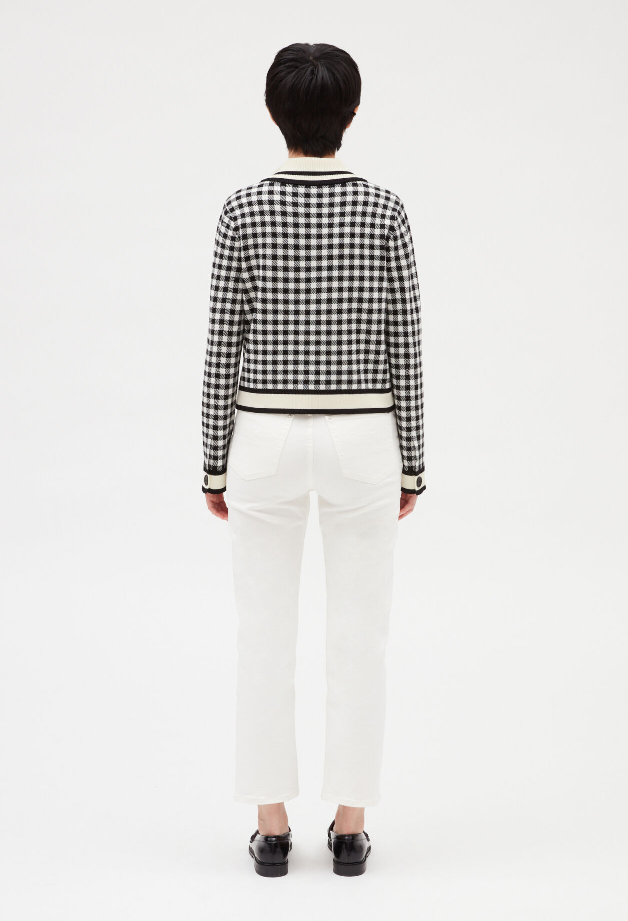 Black and white checked cardigan