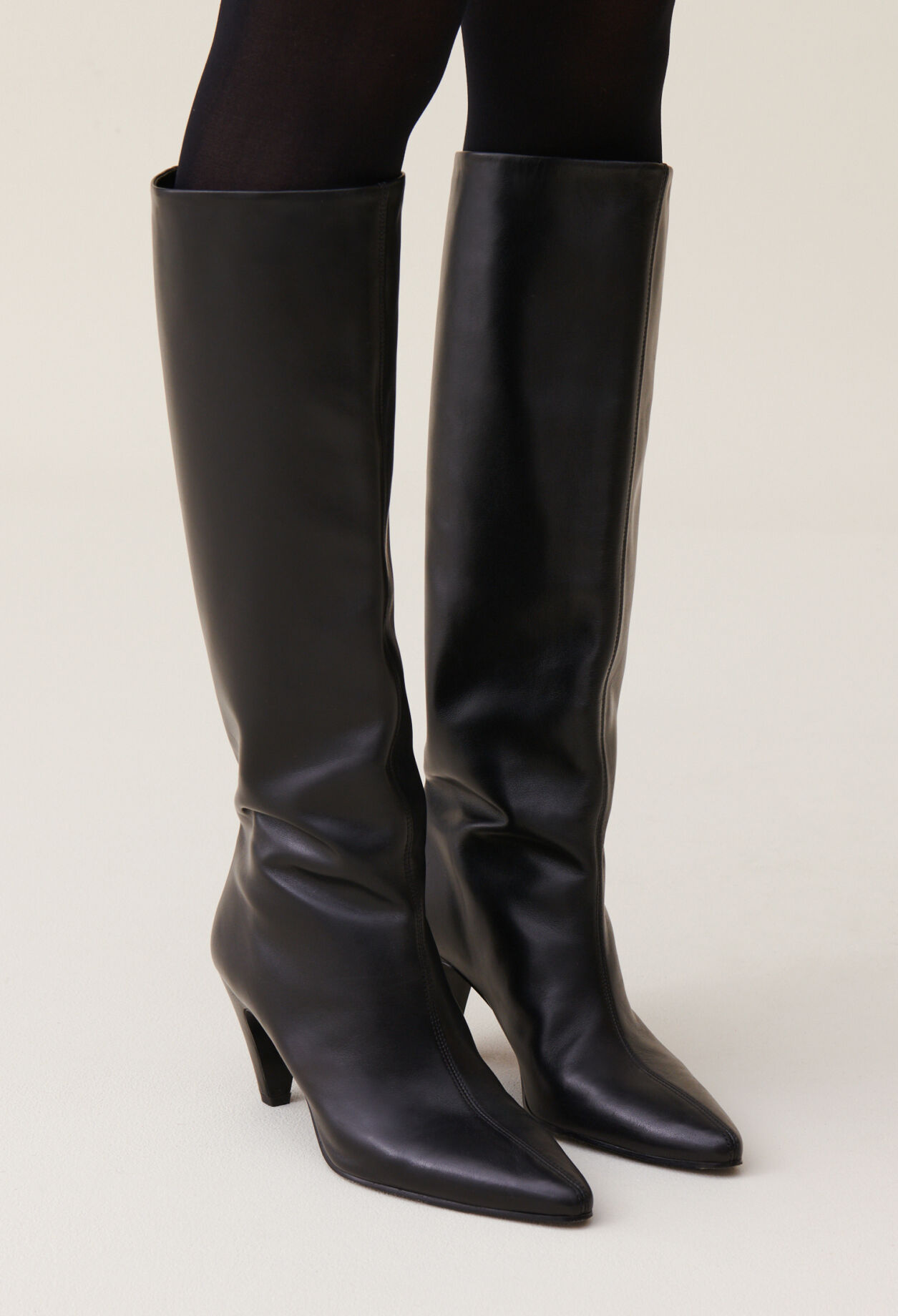 Leather knee-high boots