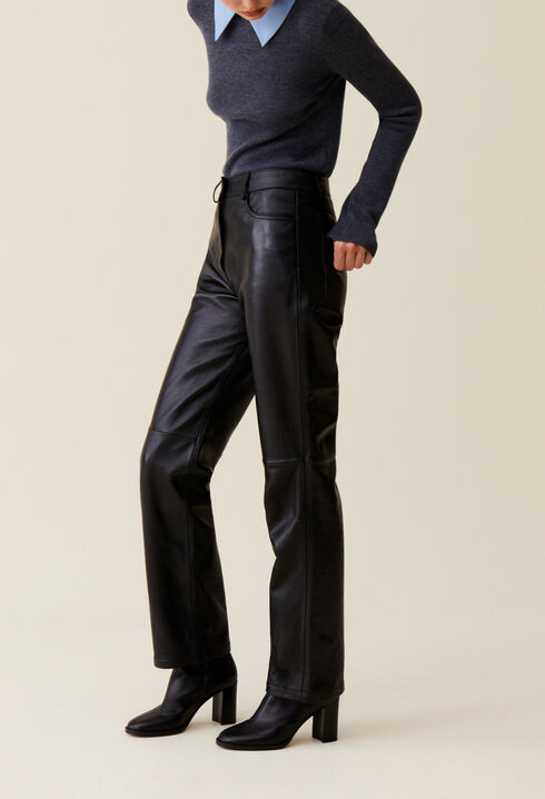 Pantalon droit cuir
