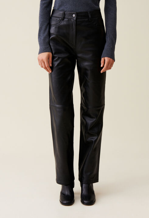 Pantalon droit cuir