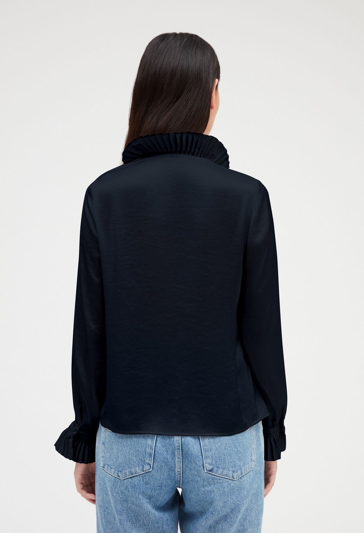 Bluse mit volant-besatz