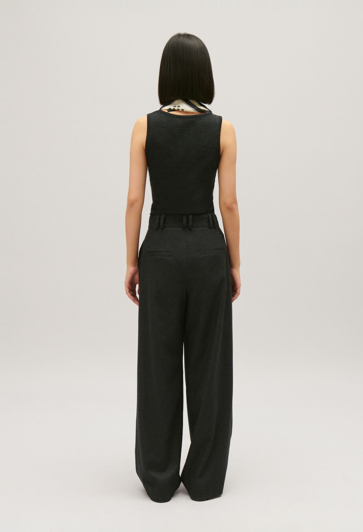 Pantalon large gris chiné