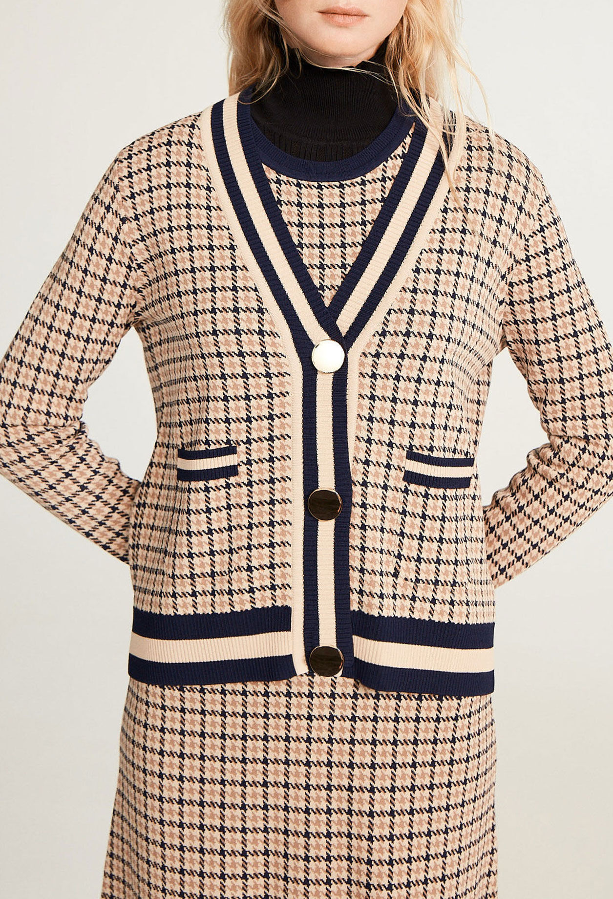 Cardigan pied-de-poule