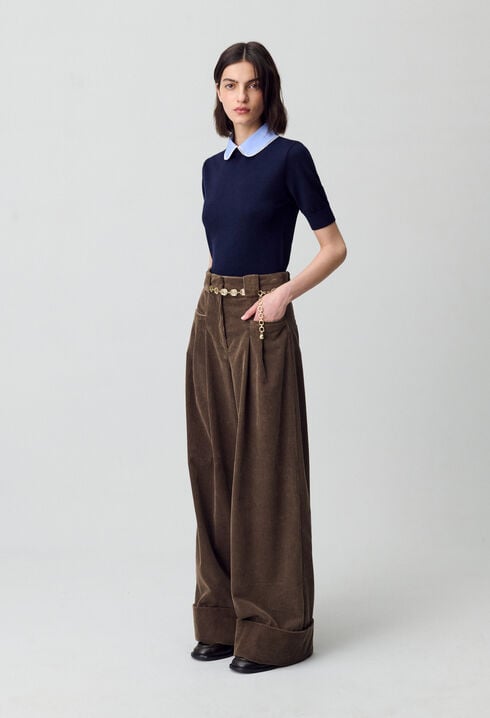 Pantalon large velours