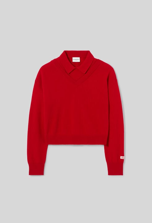 Wollpullover mit V-Ausschnitt