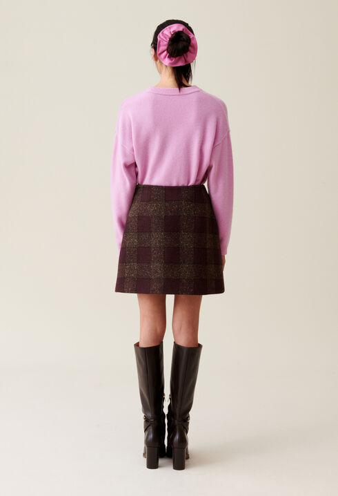 Short checked knit skirt