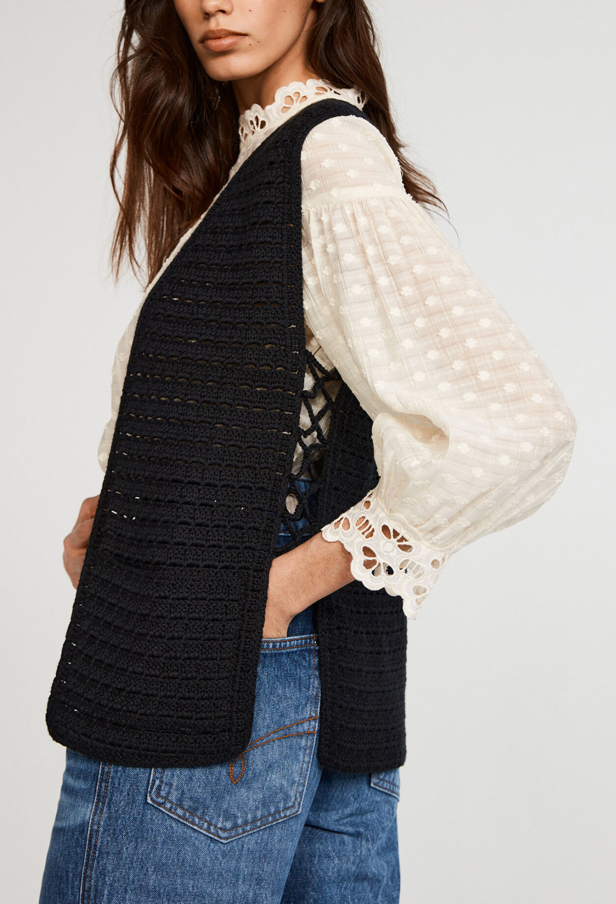 Organic cotton knit cardigan