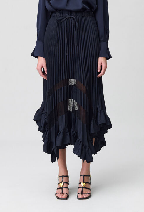 Jupe midi plissée et asymétrique