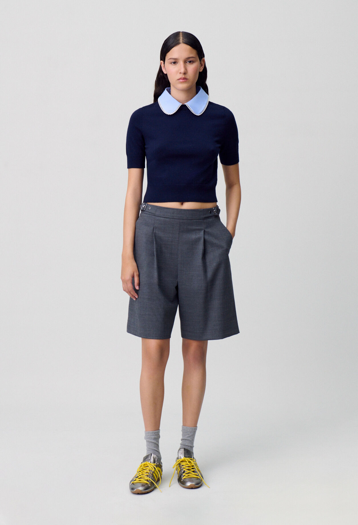 Top maille fine col