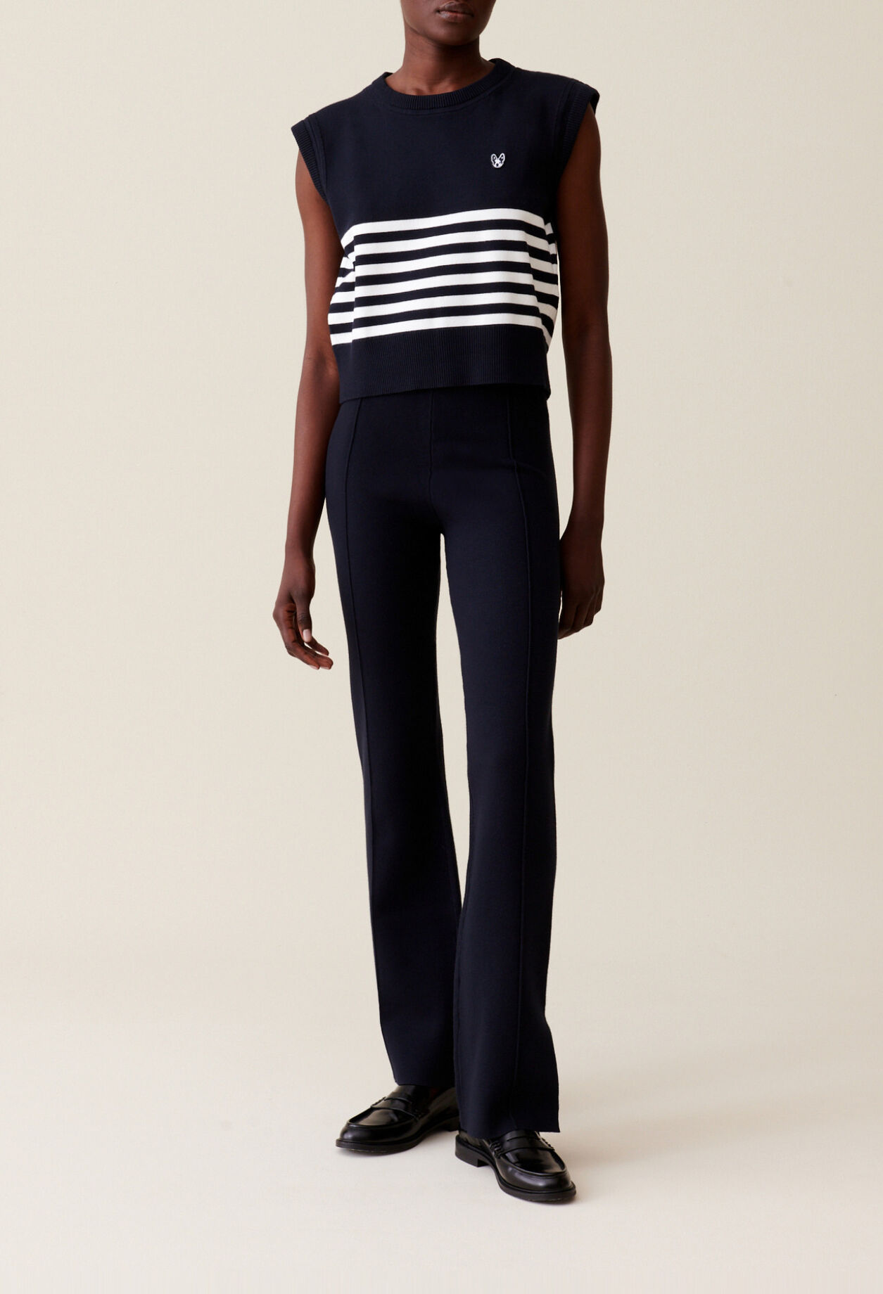 Marineblaue Strickhose