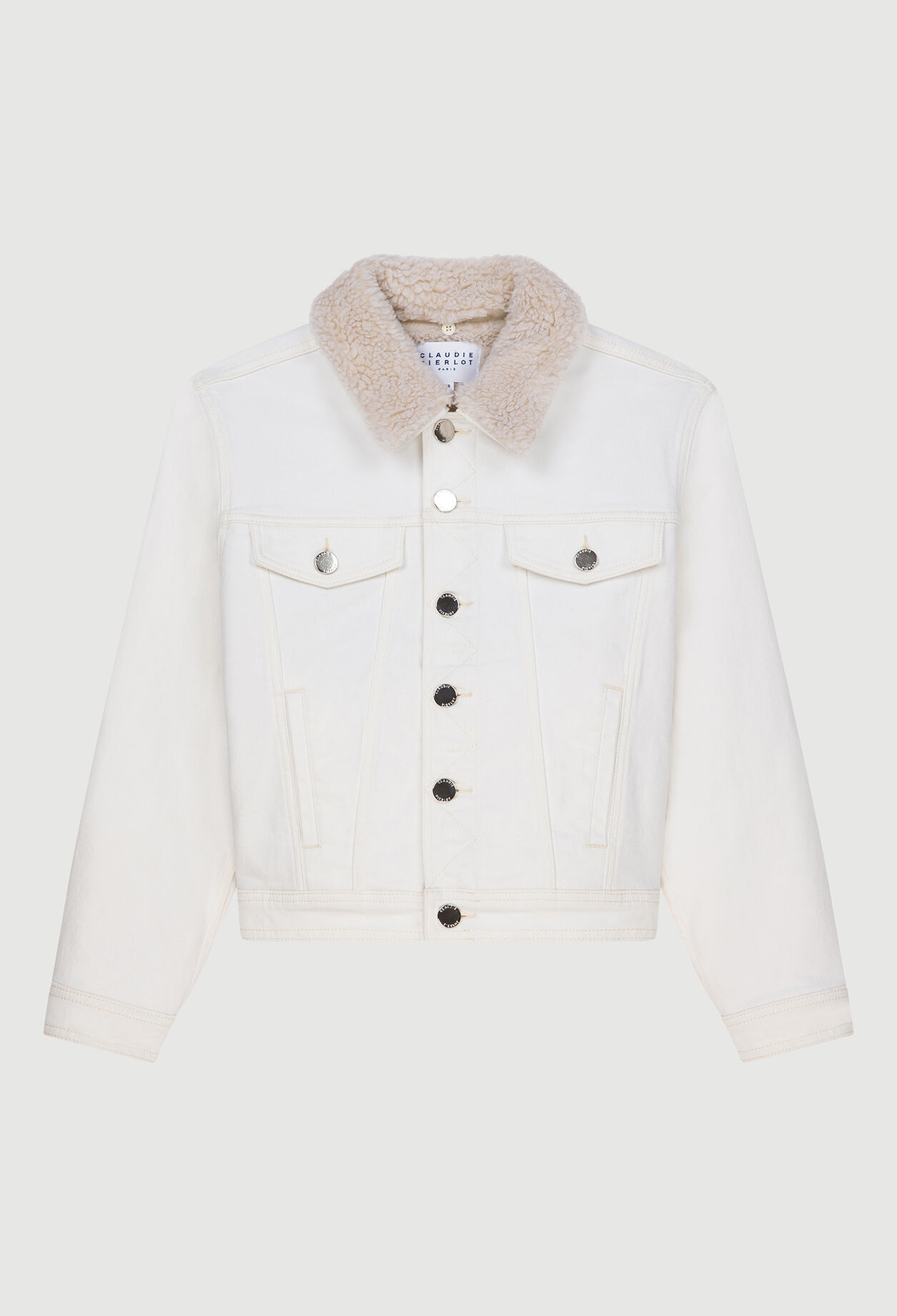 Blouson en jean à col fausse fourrure