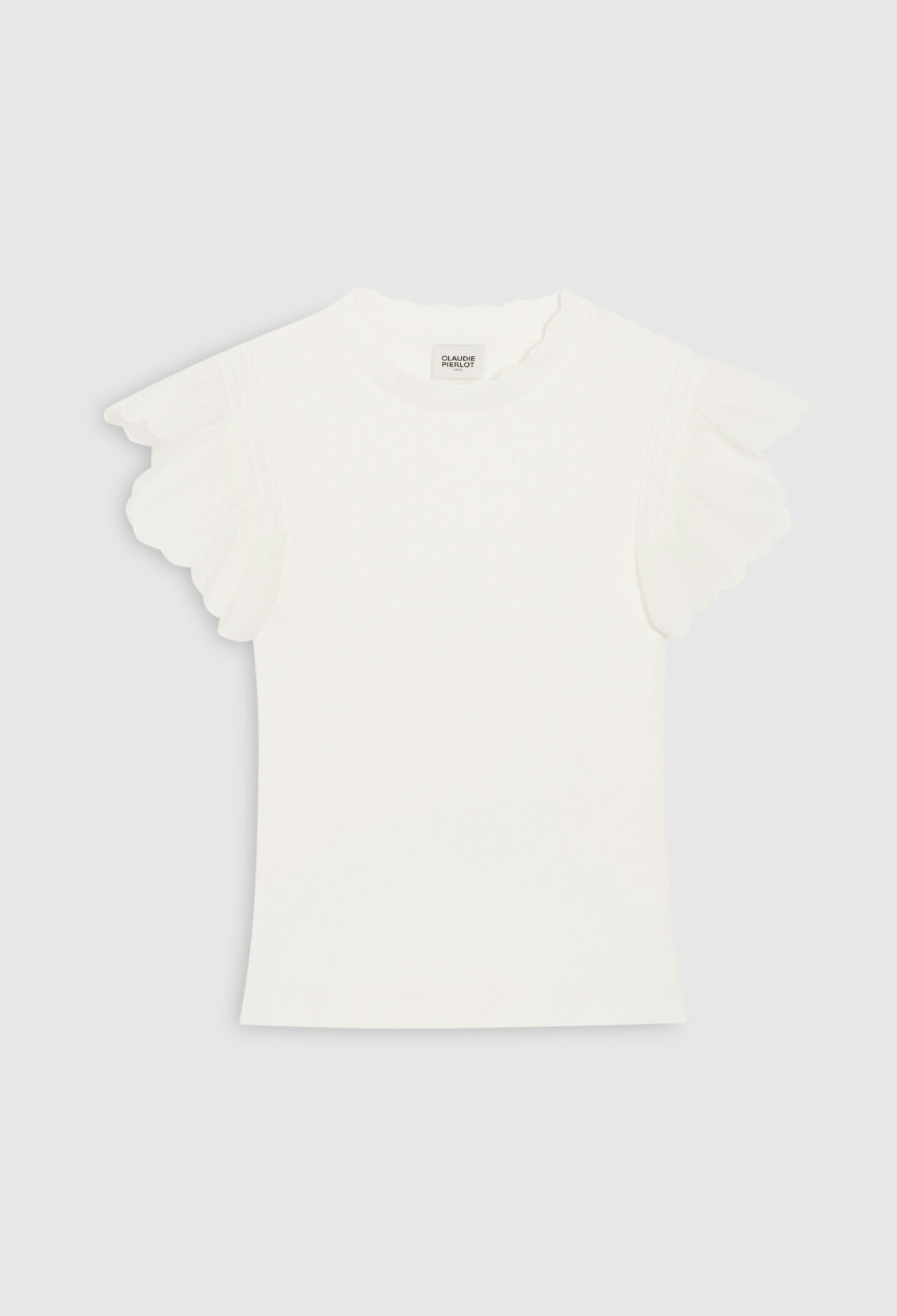 Off-white short-sleeved ruffled top