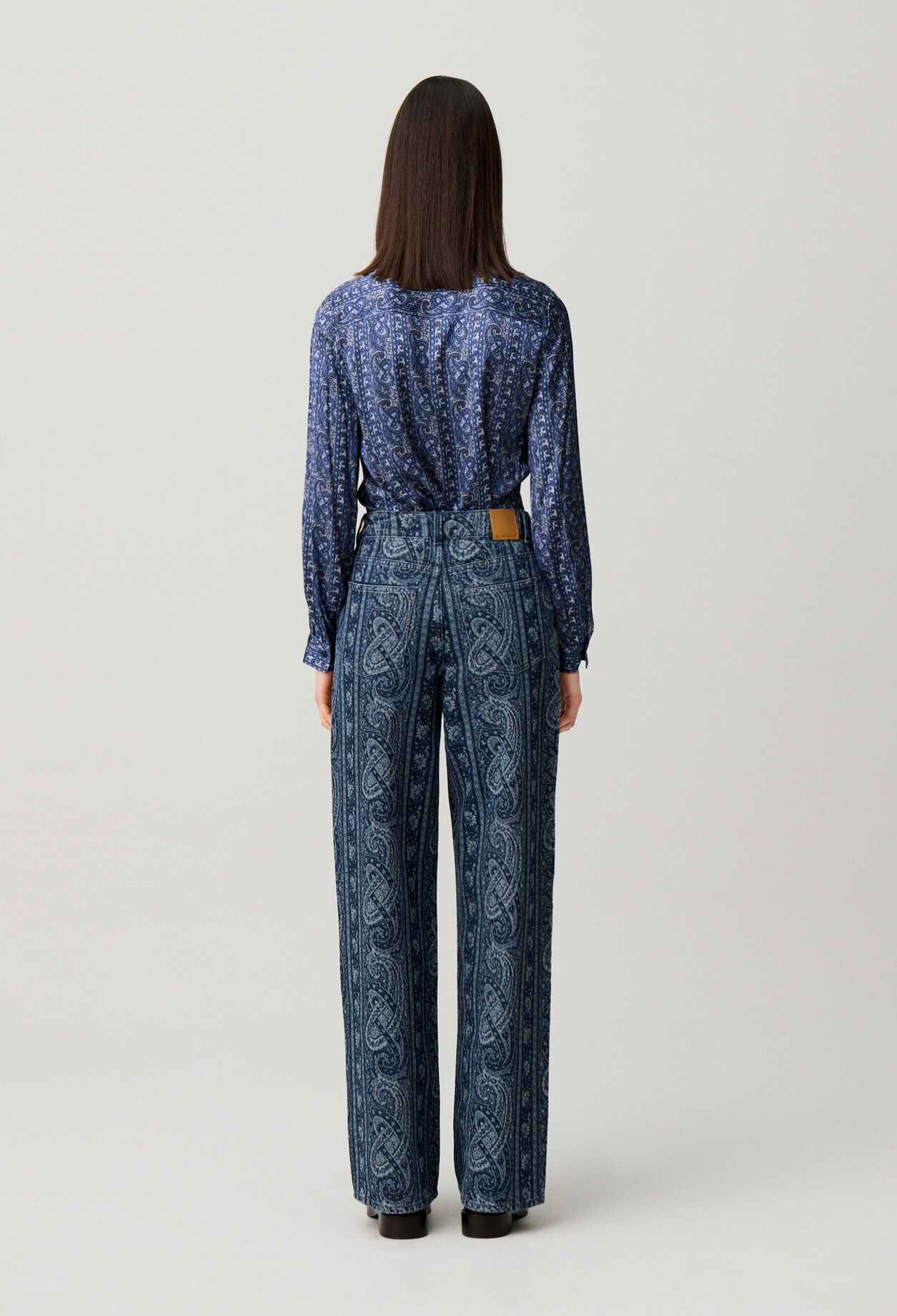 Printed straight denim jeans