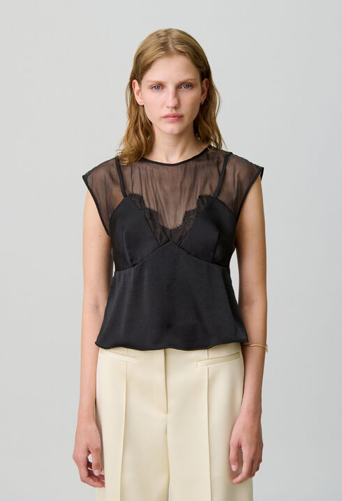 Top fluide détails dentelle