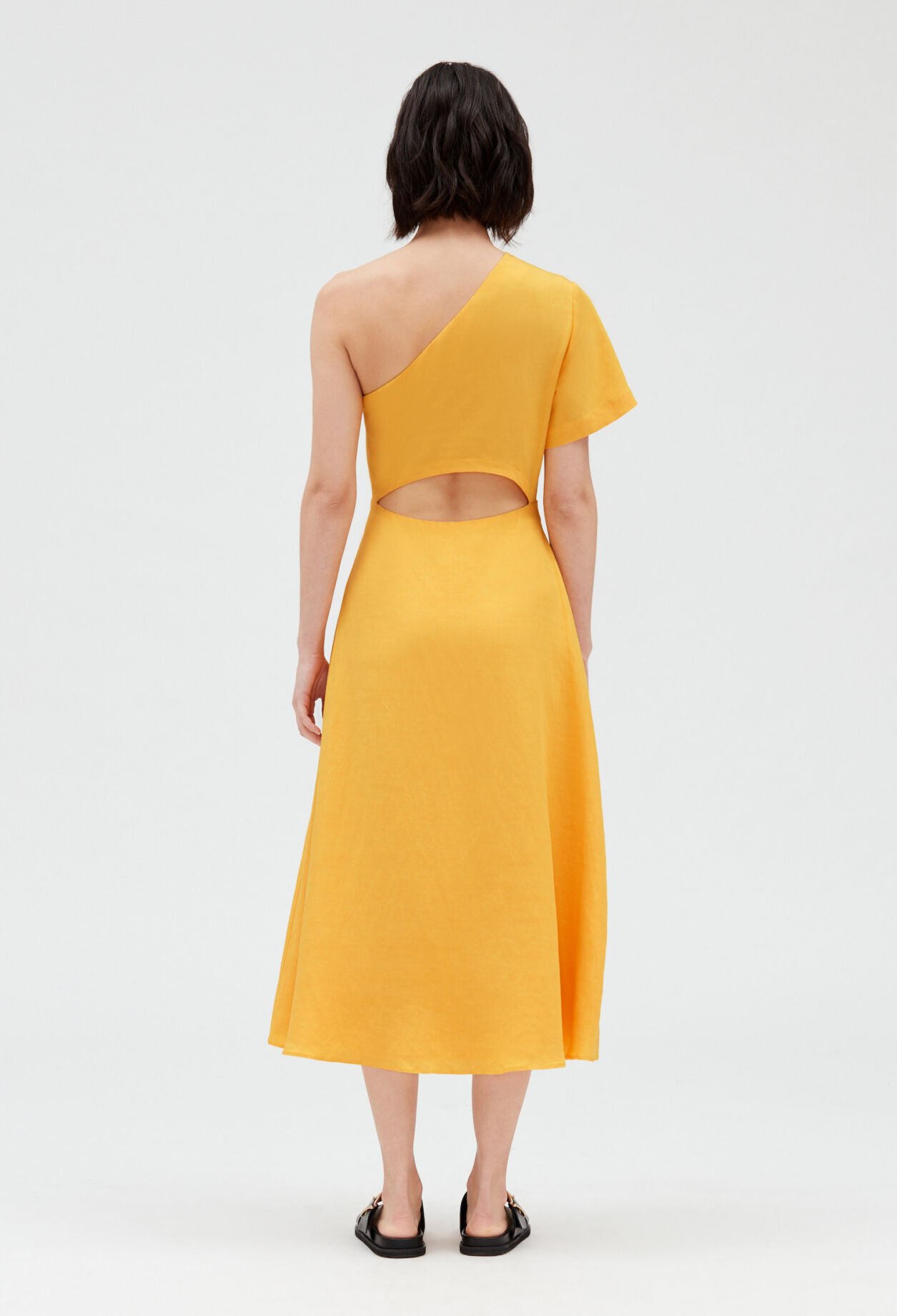 Robe midi asymétrique jaune 