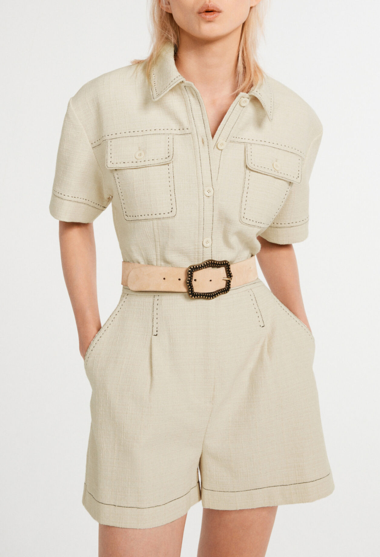 White recycled cotton playsuit