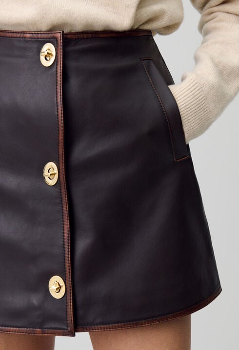 Short A-line Leather Skirt