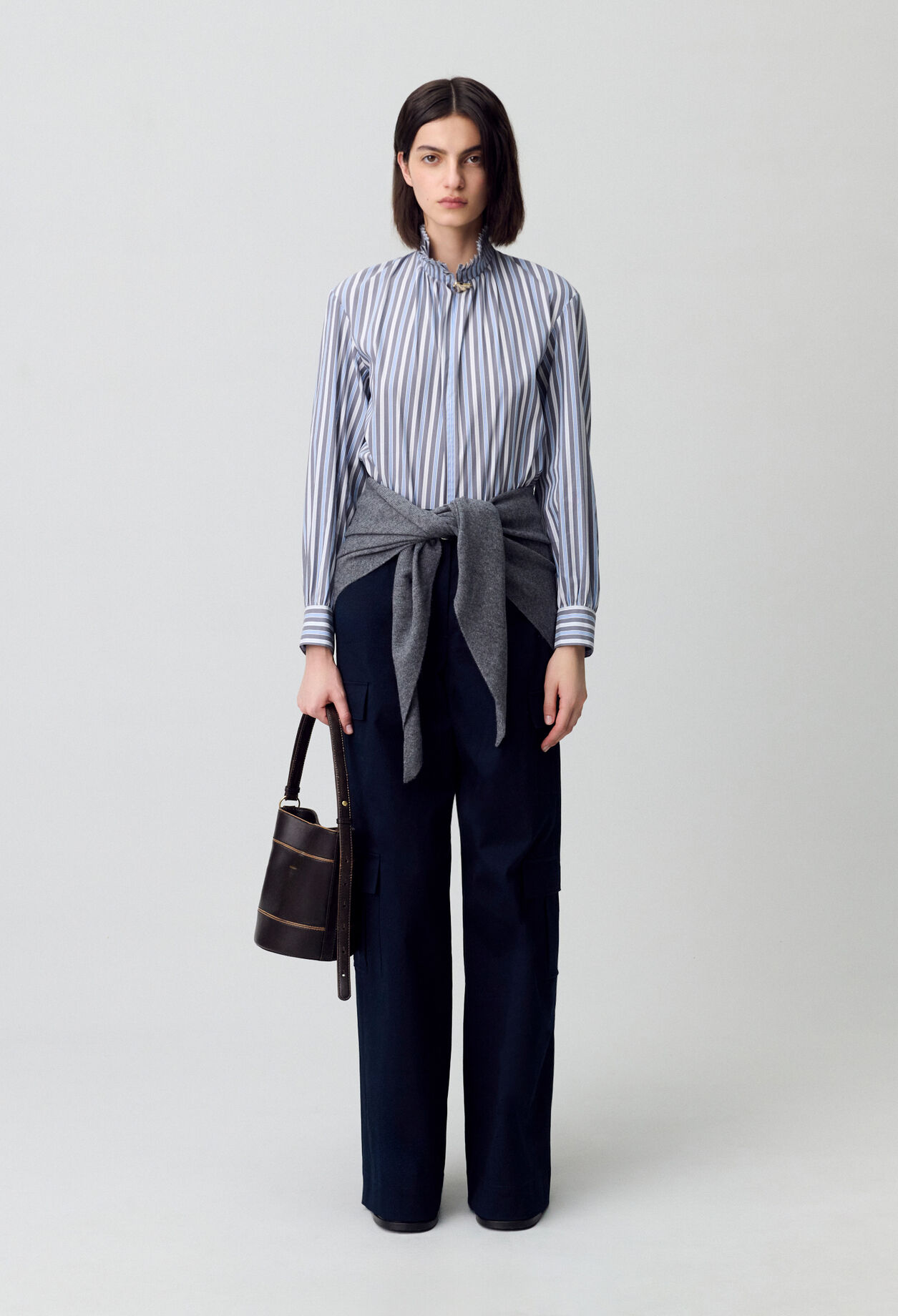 Blouse rayée col victorien