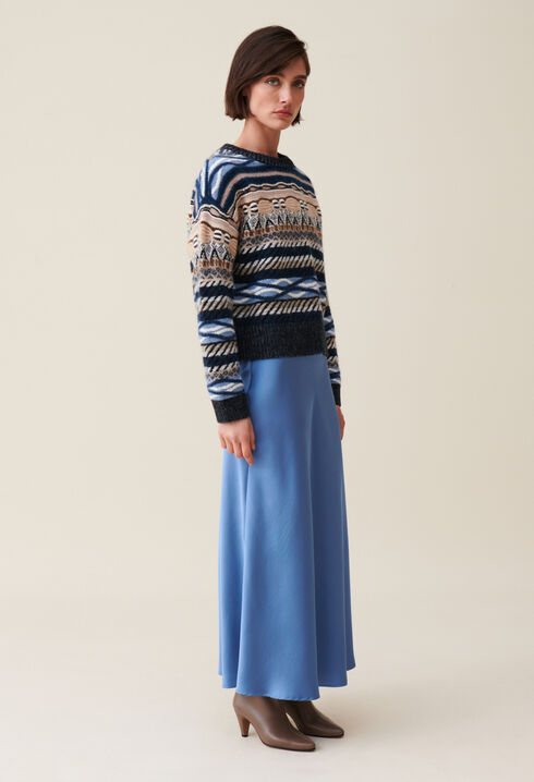 Pull court rayures à motifs