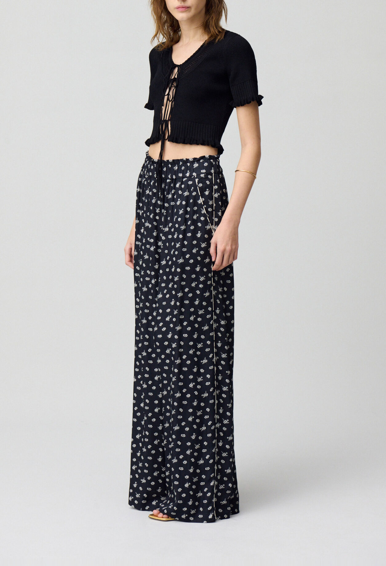 Pantalon large fluide imprim&eacute;