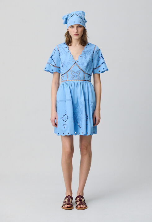 Short Dress Butterfly Embroidery