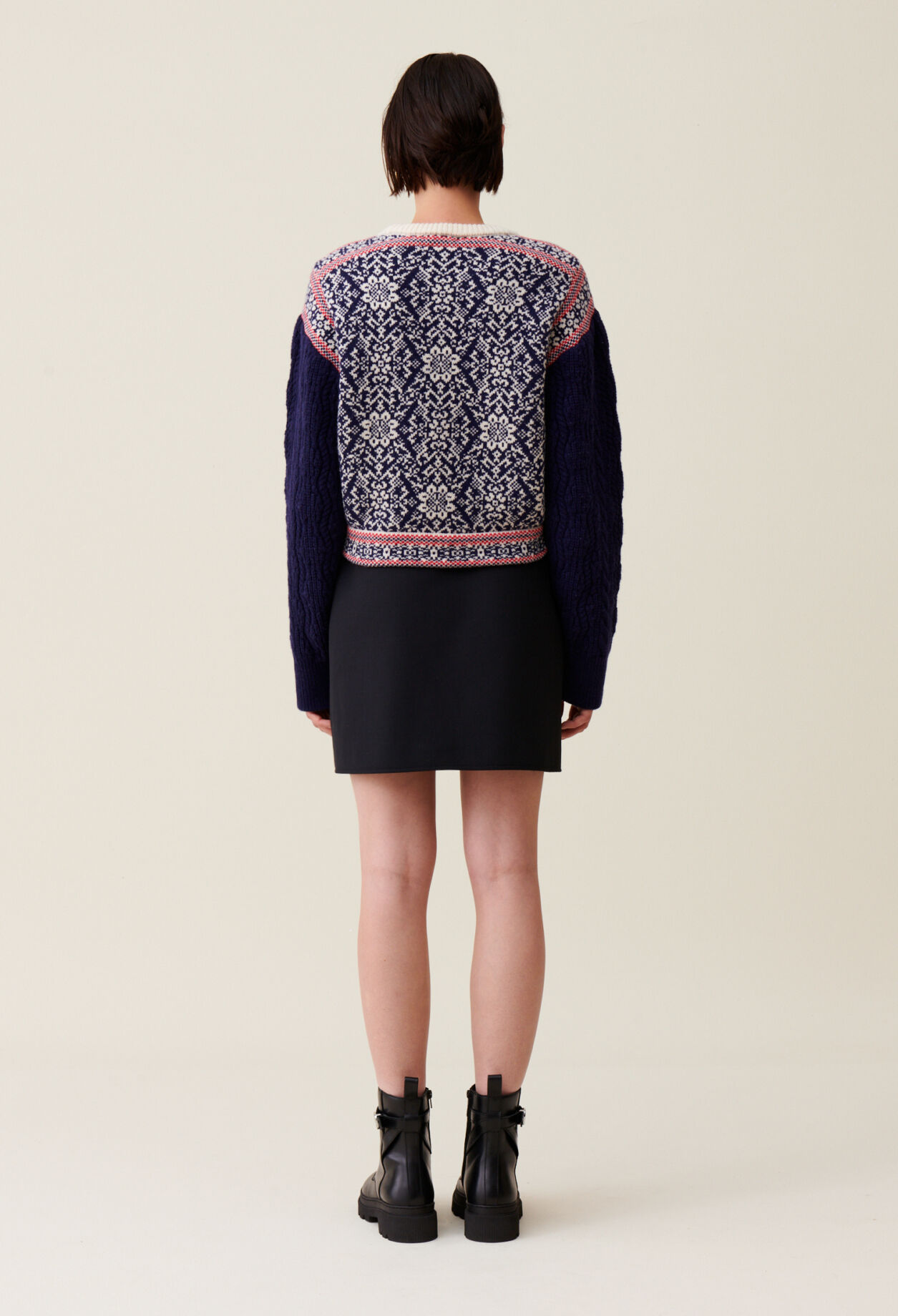 Pull maille motifs col rond
