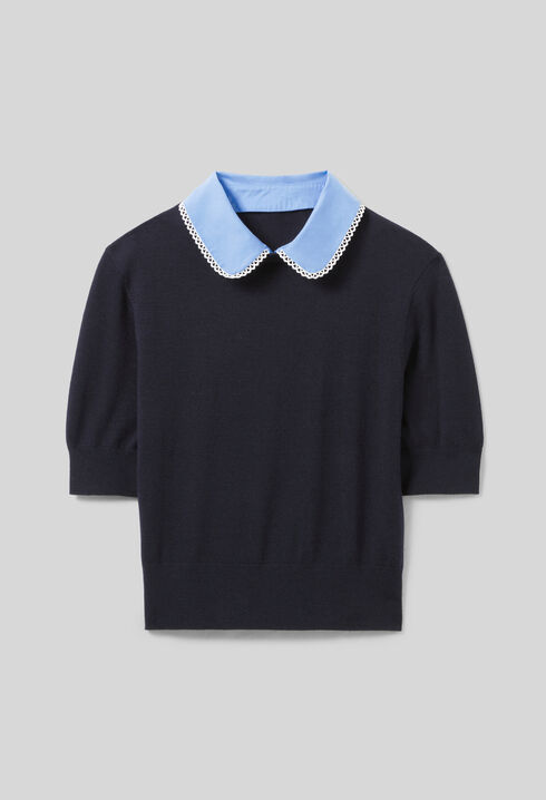 Top maille fine col