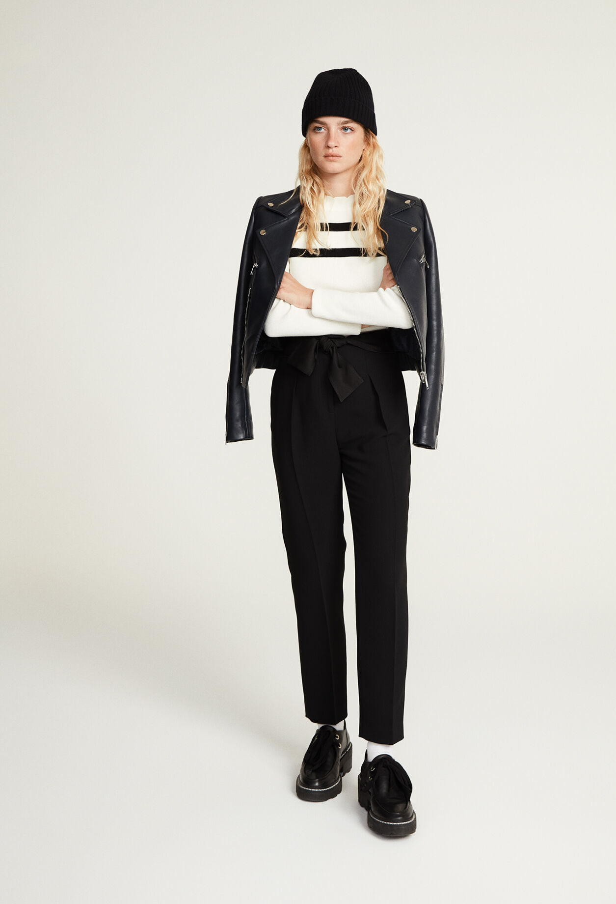 Lederblouson mit Reißverschluss