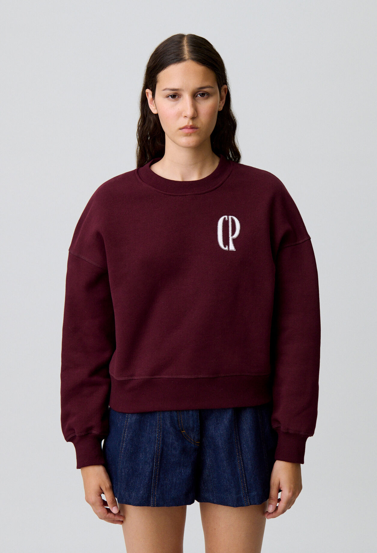 Baumwoll-Sweatshirt mit Kragen