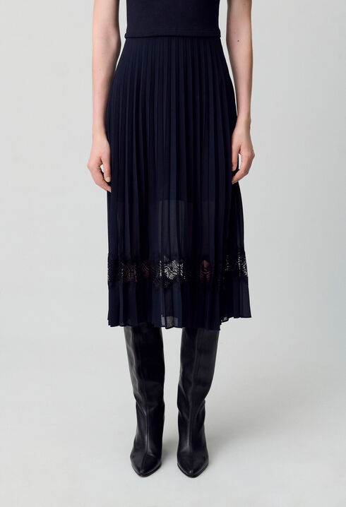 Zweifarbige Kleid in Schwarz und Marine 