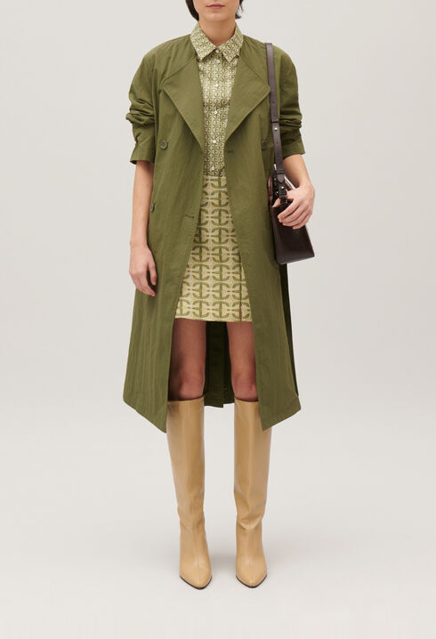 Halblanger Trenchcoat Nylon Khaki