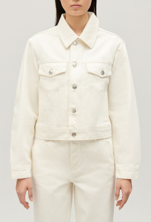 Gerade geschnittene Jeansjacke Ecru