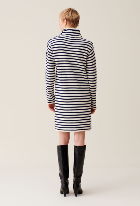 Robe marinière maille col montant