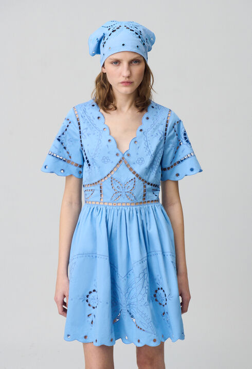 Short Dress Butterfly Embroidery