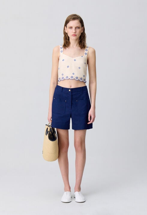 Embroidered Strap Top