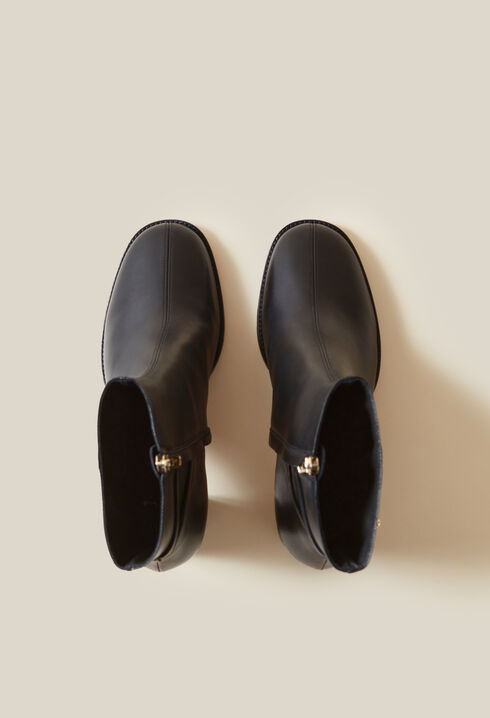 Patent leather heeled ankle boots