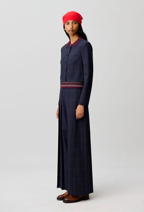 Checked boxy jacket