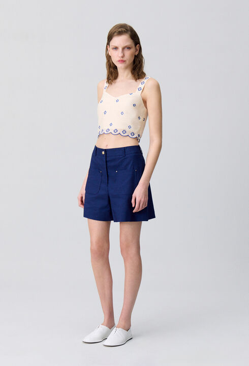 Embroidered Strap Top