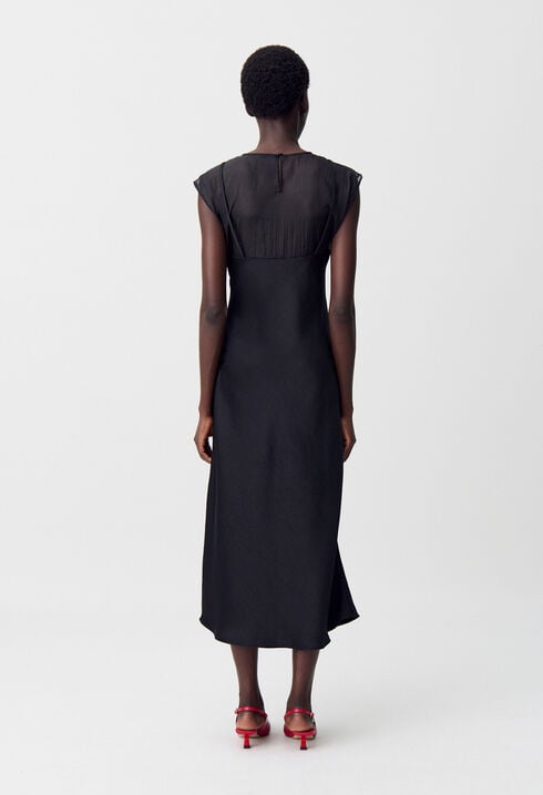 Robe longue organza dentelle fluide