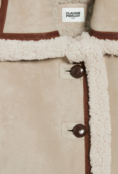 Veste peau lainée beige