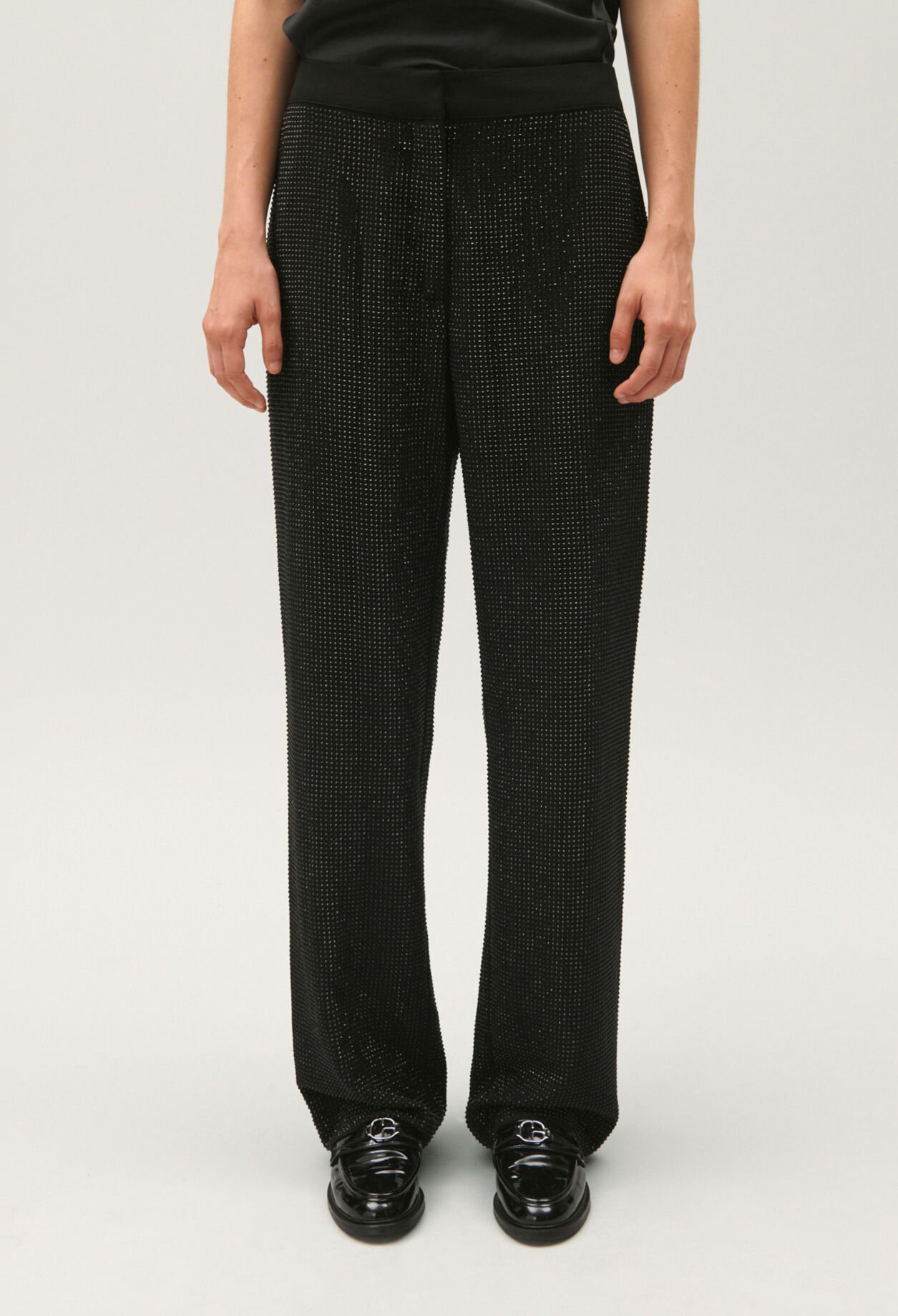 Black trousers with rhinestones