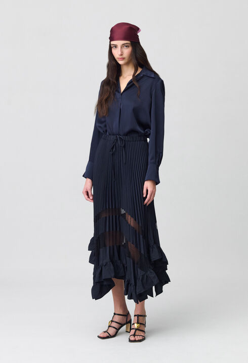 Jupe midi plissée et asymétrique