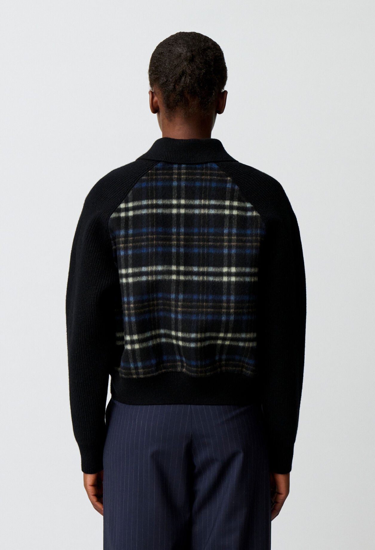 Gestreifter Materialmix-Blouson