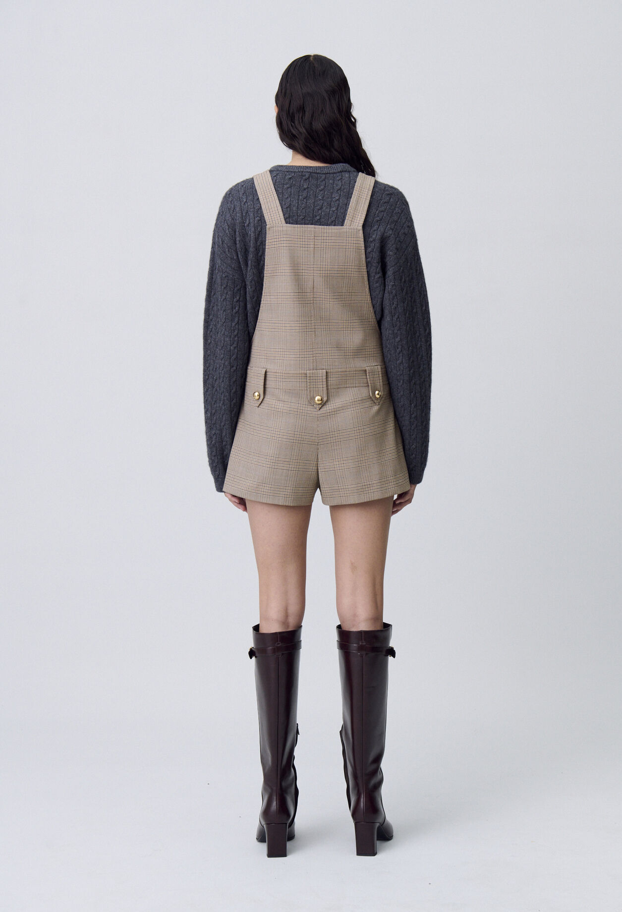 Checked dungaree playsuit