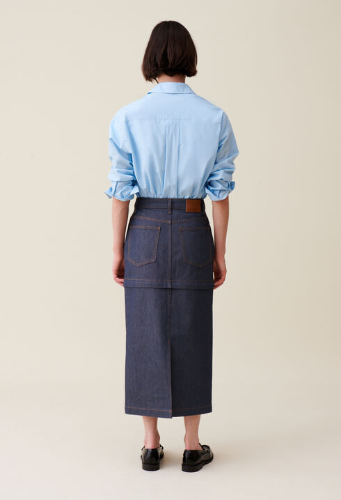 Jupe denim zippée modulable